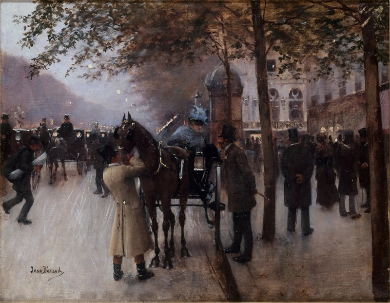 Bulwar Kapucyńskich, wieczorem, przed Kawiarnią Napolitańską - Jean Béraud