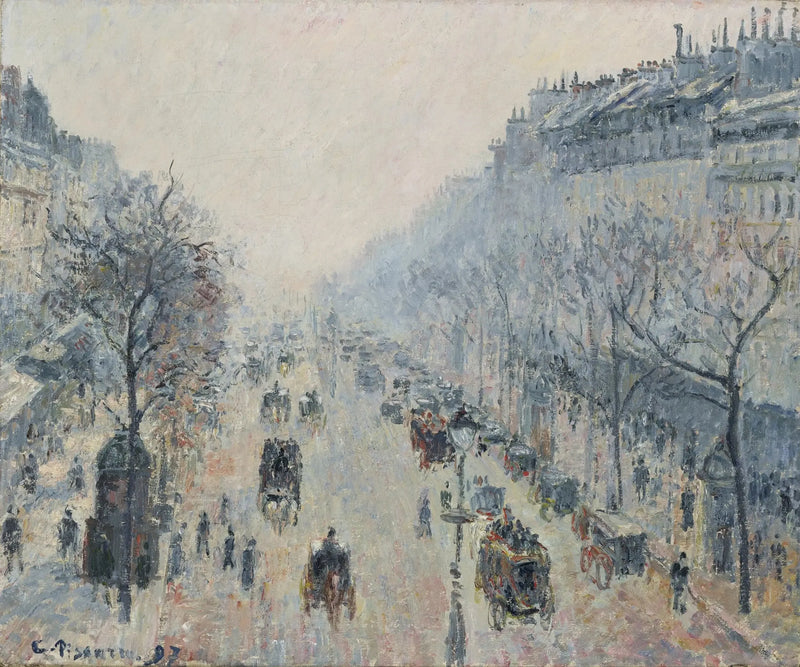 Bulwar Montmartre, poranna mgła - Camille Pissarro