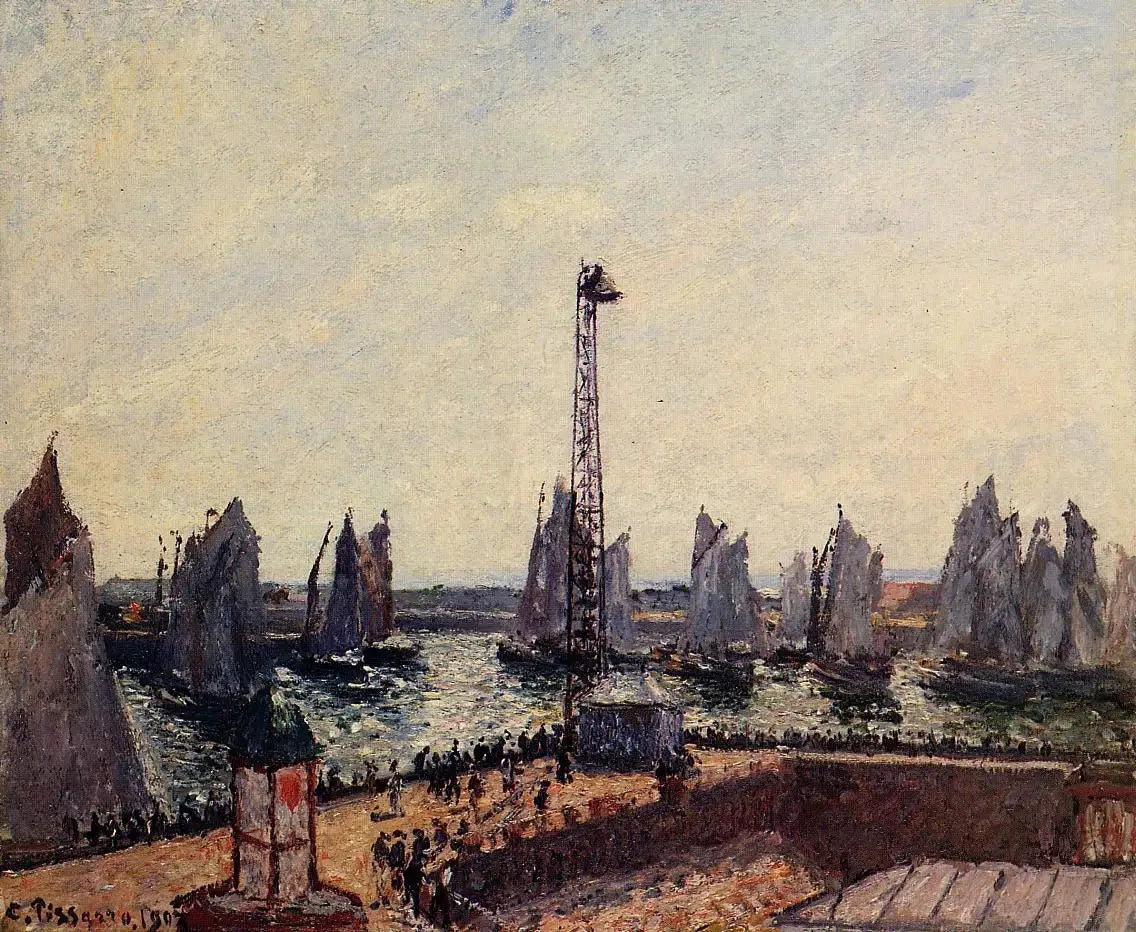 Le Brise-lames Est, retour de la régate, Le Havre - Camille Pissarro image 1 reproduction artisanale de tableau