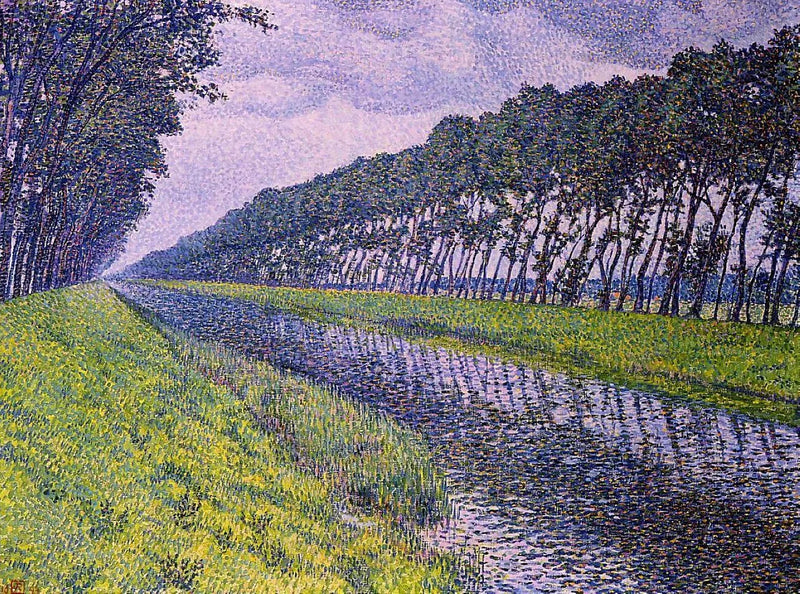 Kanał w Flandrii w pochmurną pogodę - Théodore van Rysselberghe