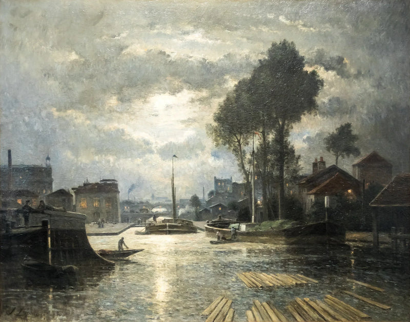 Kanał Saint-Denis widziany z nabrzeża Metz, efekt księżyca - Stanislas Lépine