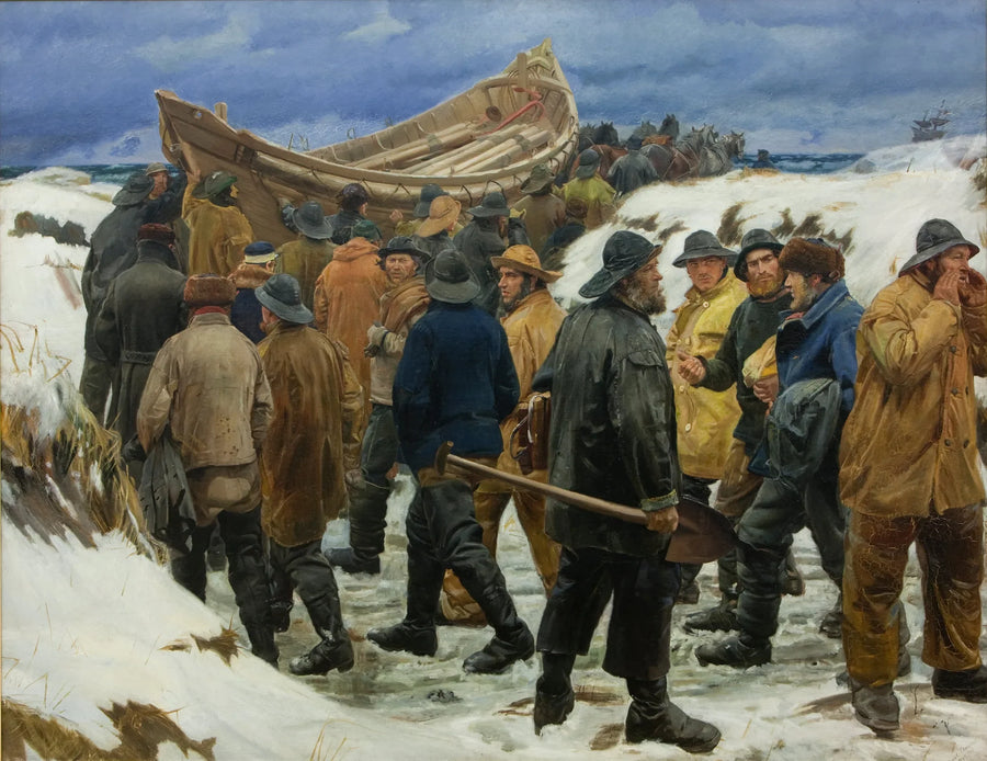 Le canot de sauvetage est pris dans les dunes - Michael Peter Ancher