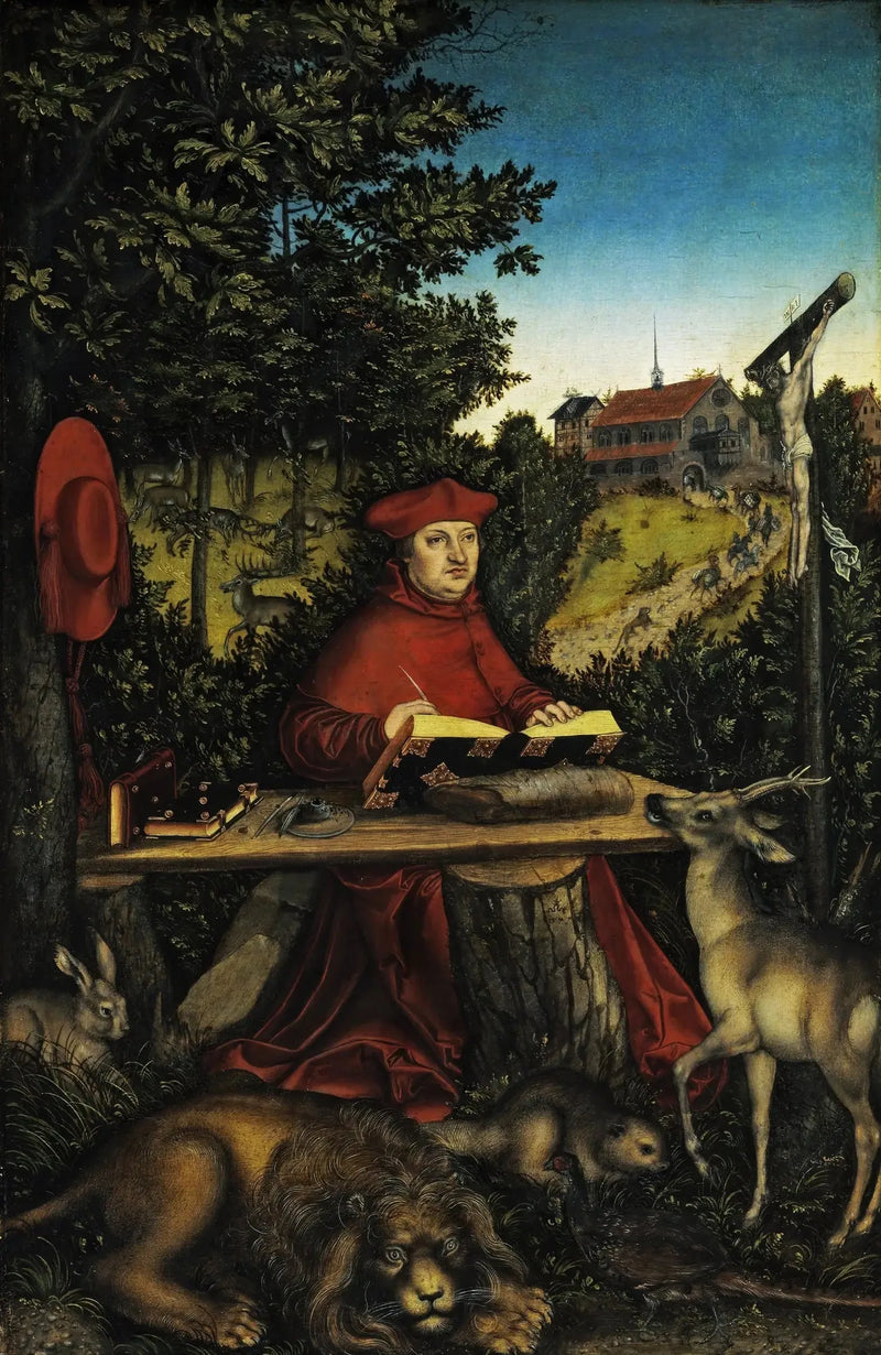 Kardynał Albert z Brandenburgii (1490-1545) w roli Świętego Hieronima - Lucas Cranach Starszy