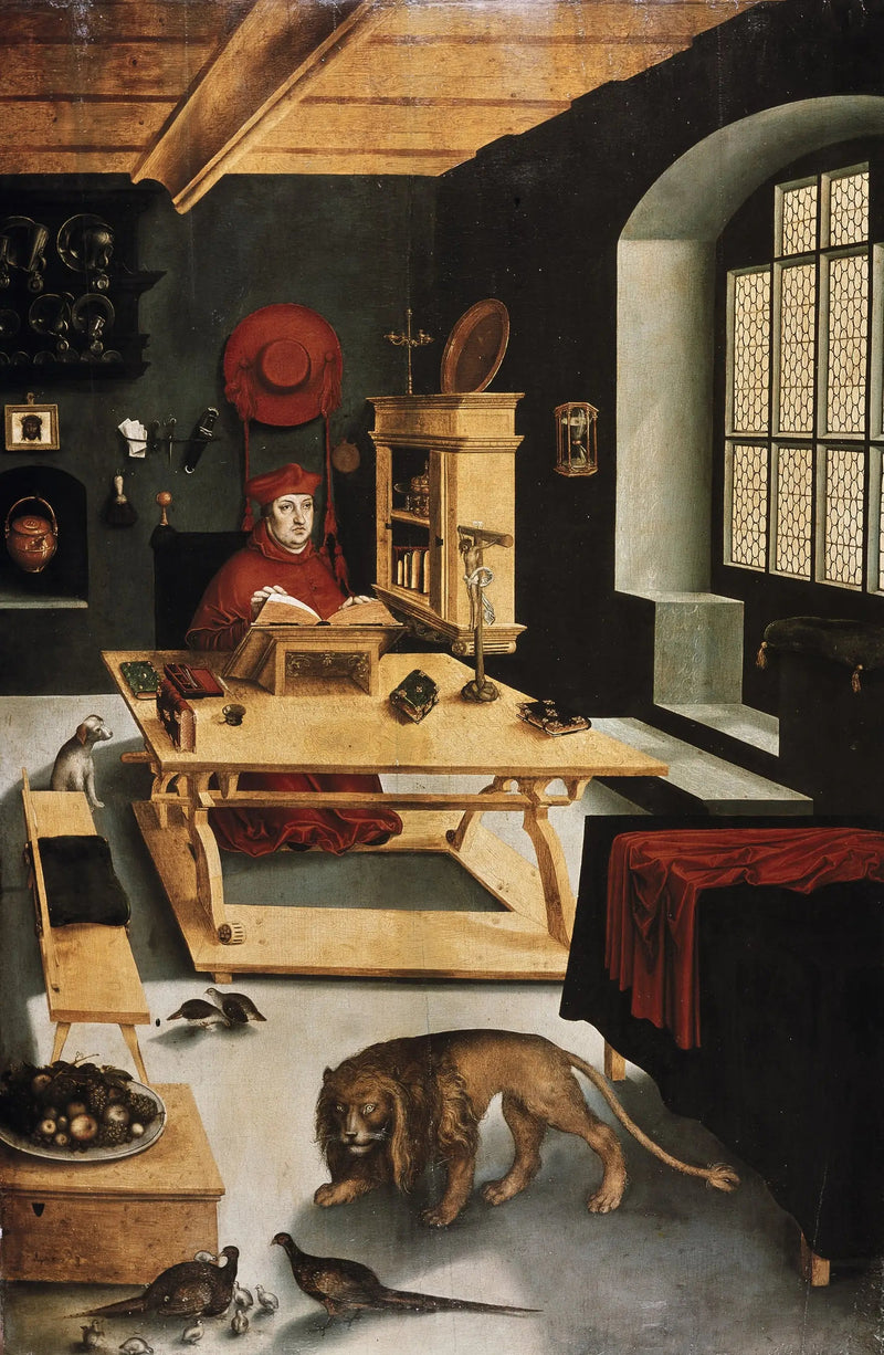Kardynał Albrecht z Brandenburgii, arcybiskup Moguncji, przedstawiony jako święty Hieronim w swoim gabinecie - Lucas Cranach Starszy