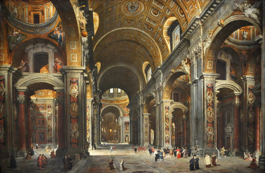 Kardynał Melchior de Polignac odwiedzający Świętego Piotra w Rzymie - Giovanni Paolo Panini