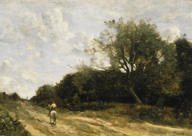 Jeździec na drodze - Jean-Baptiste Camille Corot