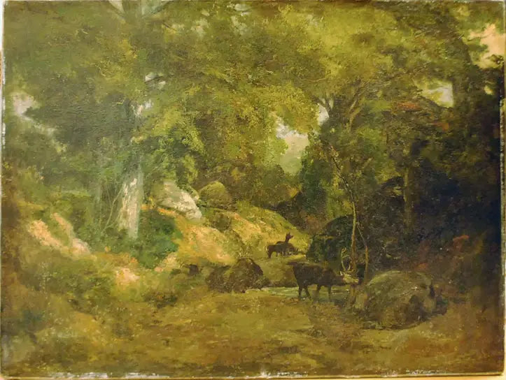 Jeleń w lesie - Gustave Courbet