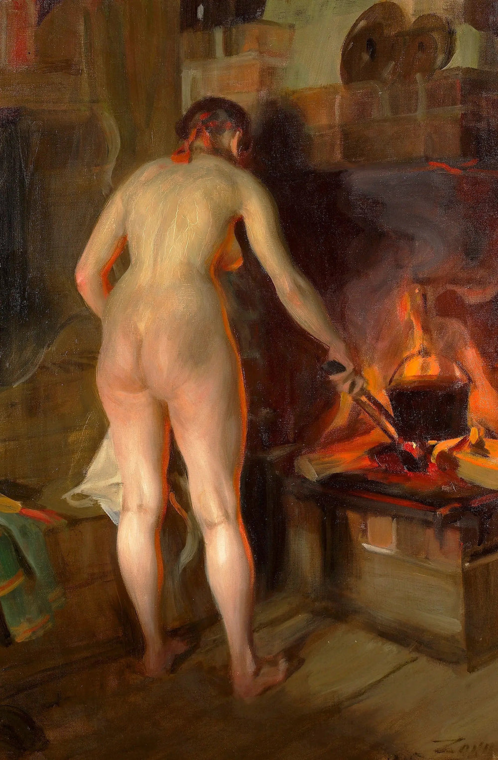 Le Chaudron de pommes de terre - Anders Zorn image 1 copie peinte à la main à l’huile