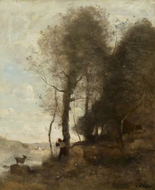 Owca na skraju lasu - Jean-Baptiste Camille Corot