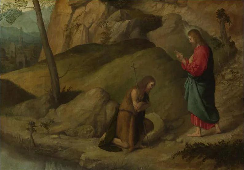 Chrystus błogosławiący świętego Jana Chrzciciela - Alessandro Bonvicino
