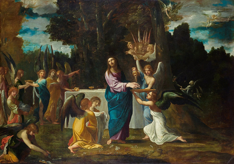 Chrystus na pustyni, obsługiwany przez anioły - Ludovico Carracci