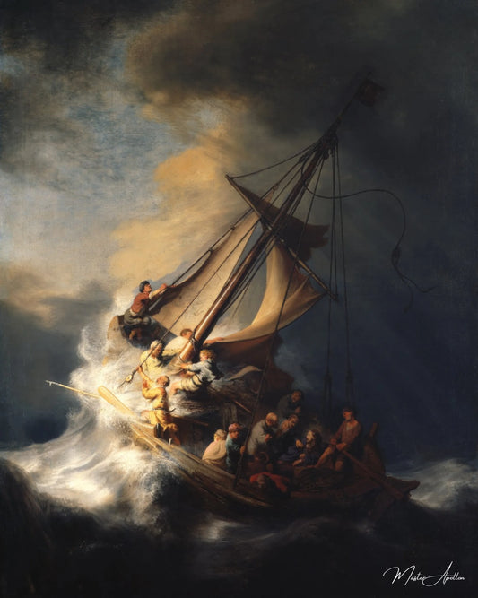 Le Christ dans la tempête sur la mer de Galilée - Rembrandt van Rijn - Reproductions de tableaux et peintures haut de gamme