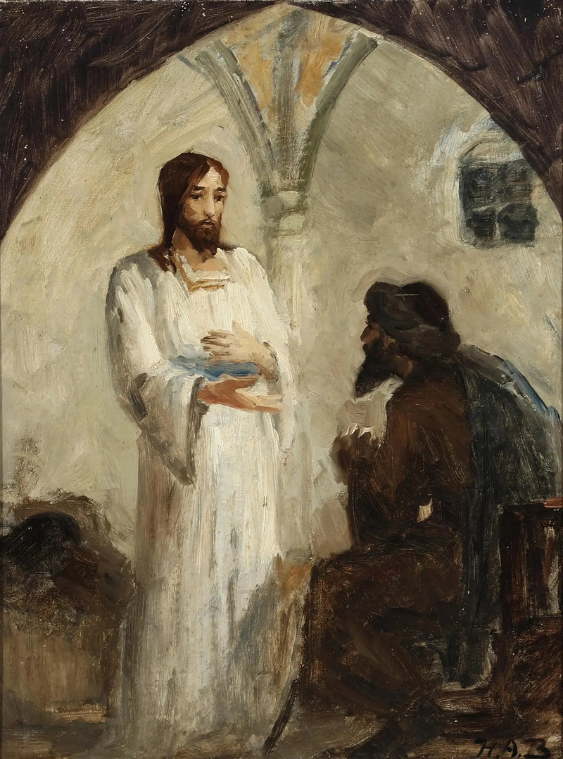 Chrystus w rozmowie z uczniem. - H. A. Brendekilde