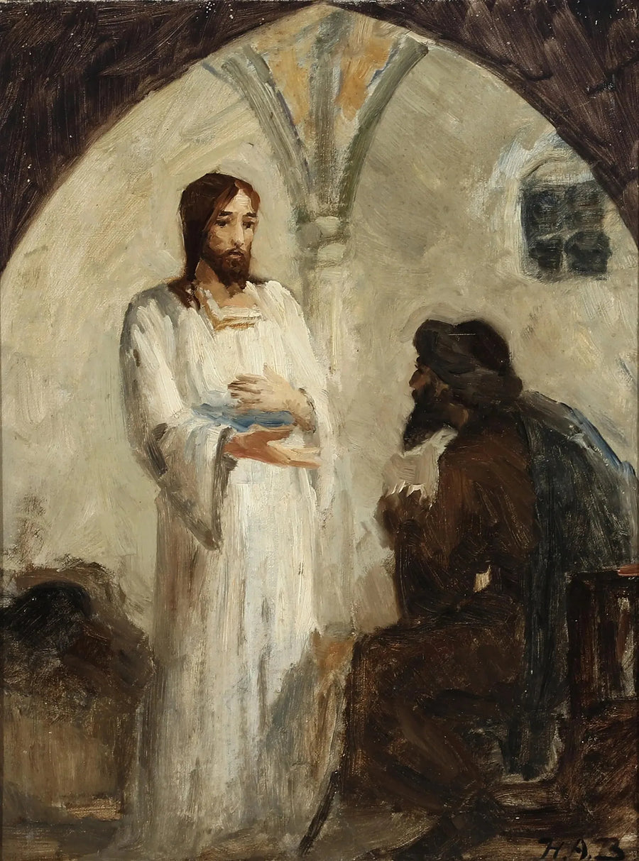 Chrystus w rozmowie z uczniem. - H. A. Brendekilde