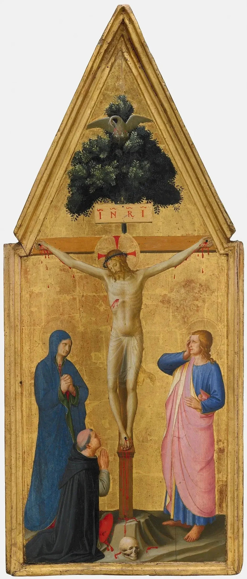 Chrystus na Krzyżu, Maryja, święty Jan Ewangelista i kardynał Torquemada - Fra Angelico