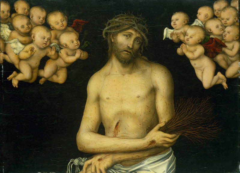 Chrystus jako człowiek boleści otoczony przez anioły - Lucas Cranach Starszy