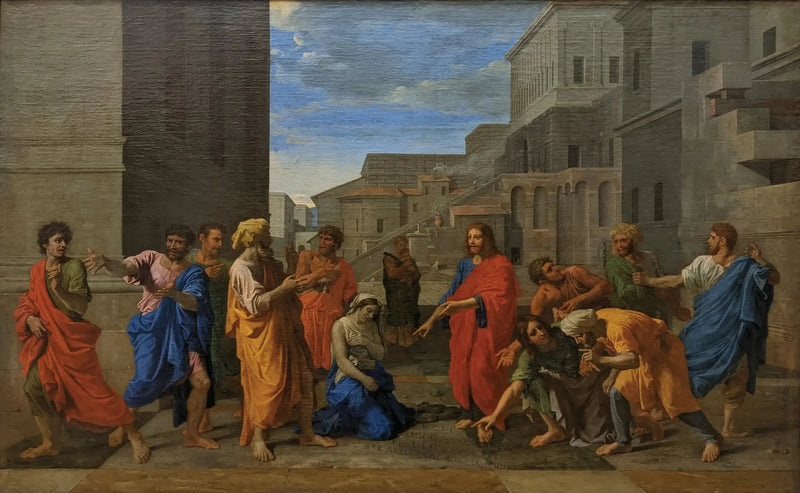Chrystus i kobieta cudzołożna - Nicolas Poussin