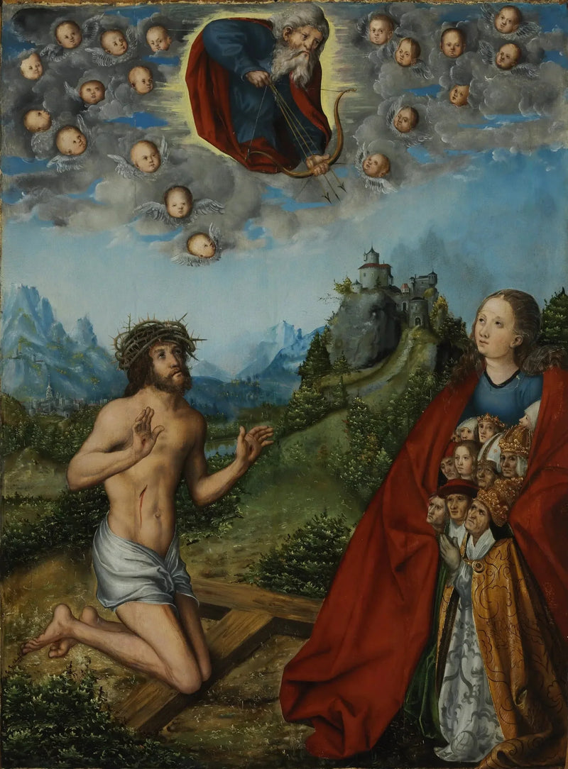 Chrystus i Maria Intercedujący za ludzkość przed Bogiem Ojcem - Lucas Cranach Starszy