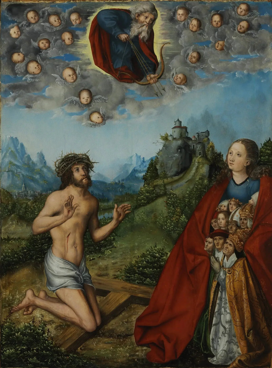 Chrystus i Maria Intercedujący za ludzkość przed Bogiem Ojcem - Lucas Cranach Starszy
