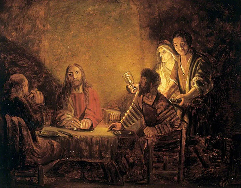 Chrystus i uczniowie (Wieczerza w Emaus) - Rembrandt