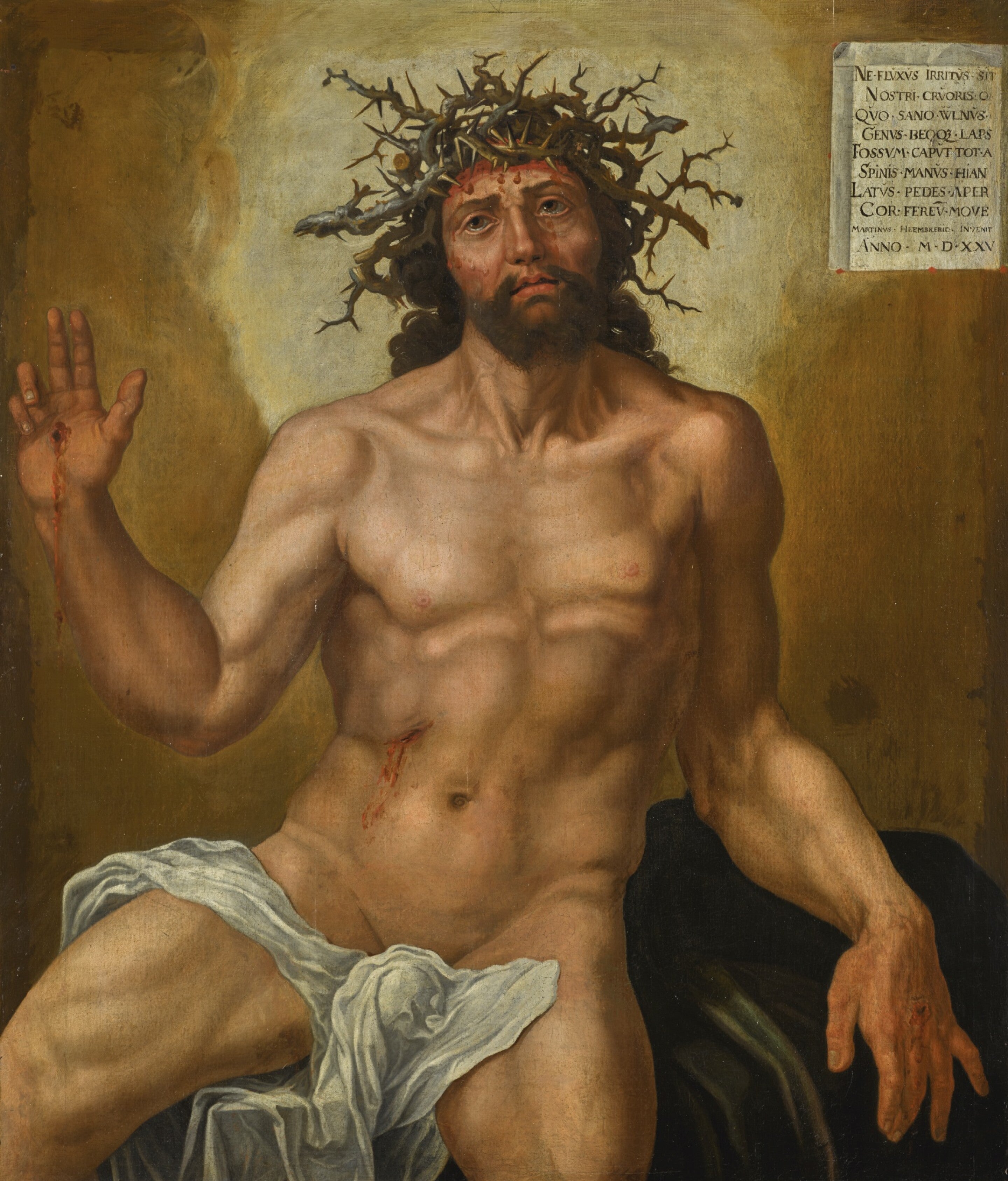 Le Christ, homme de douleurs - Maarten van Heemskerck image 1 copie peinte à la main à l’huile