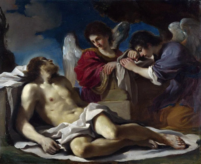 Le Christ mort pleuré par deux anges - Guercino image 1 reproduction de peinture à l’huile