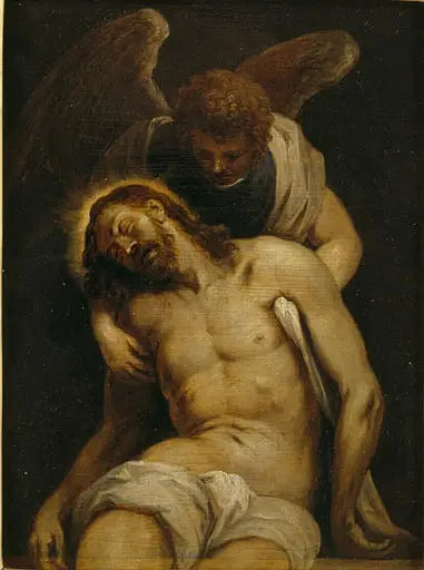 Chrystus umarły wsparty przez anioła - David Teniers młodszy