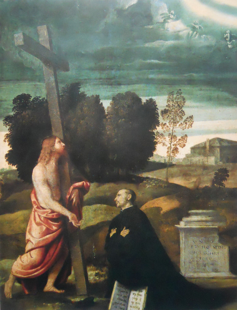 Chrystus niosący krzyż przed klęczącą postacią - Alessandro Bonvicino