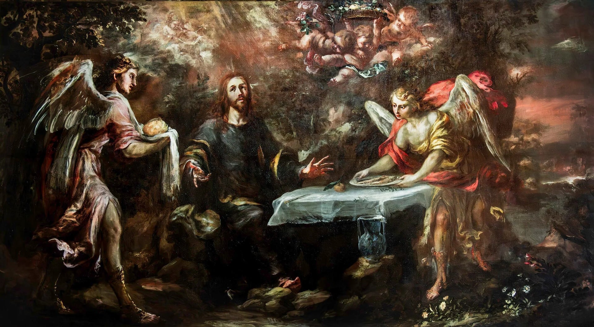 Le Christ servi par les anges - Juan de Valdés Leal image 1 reproduction de peinture à l’huile