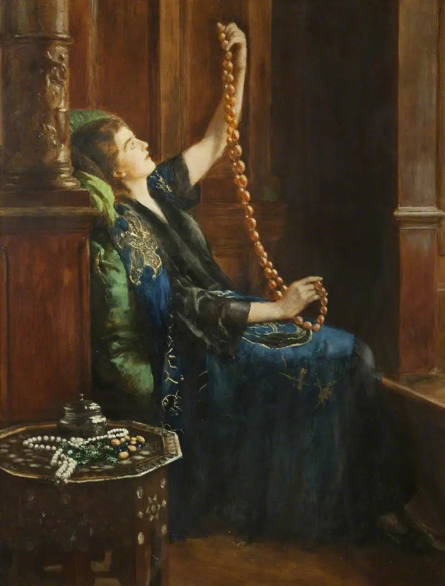 Reproduction du tableau « Le Collier d'Ambre de John Collier » par Alpha Reproduction en peinture à l’huile