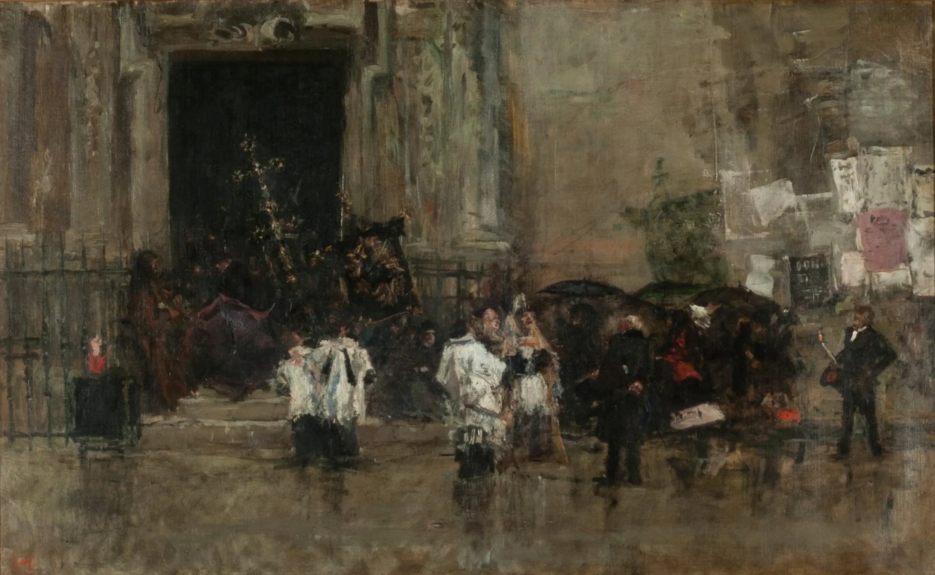 Le cortège surpris par la pluie - Mariano Fortuny Marsal image 1 tableau peint à l’huile sur toile