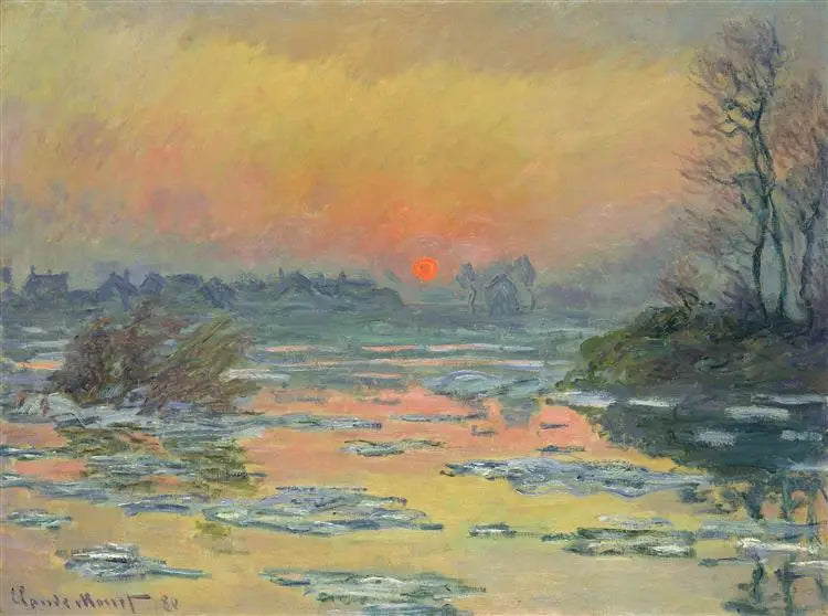 Zachód słońca nad Sekwaną zimą - Claude Monet