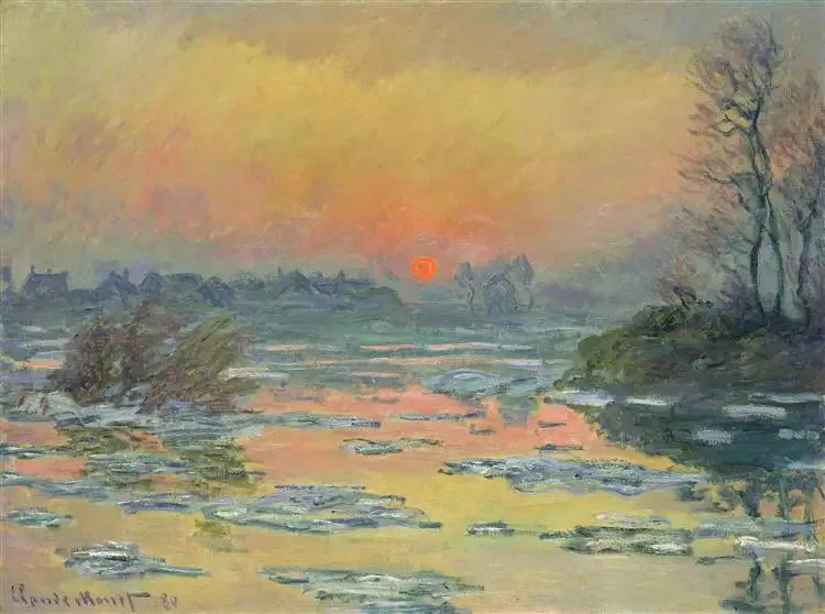 Zachód słońca nad Sekwaną zimą - Claude Monet