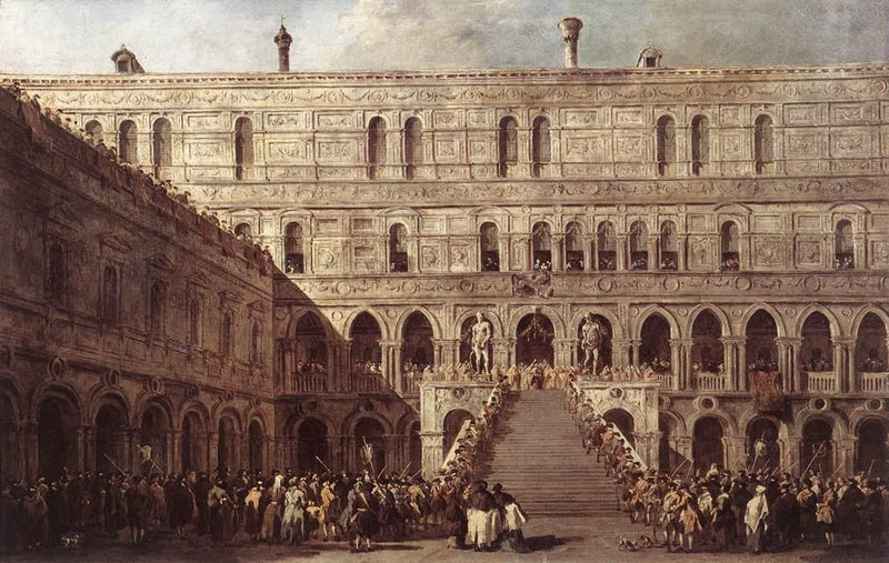 Koronacja dogi Wenecji na schodach Gigantów w Pałacu Dożów w Wenecji - Francesco Guardi