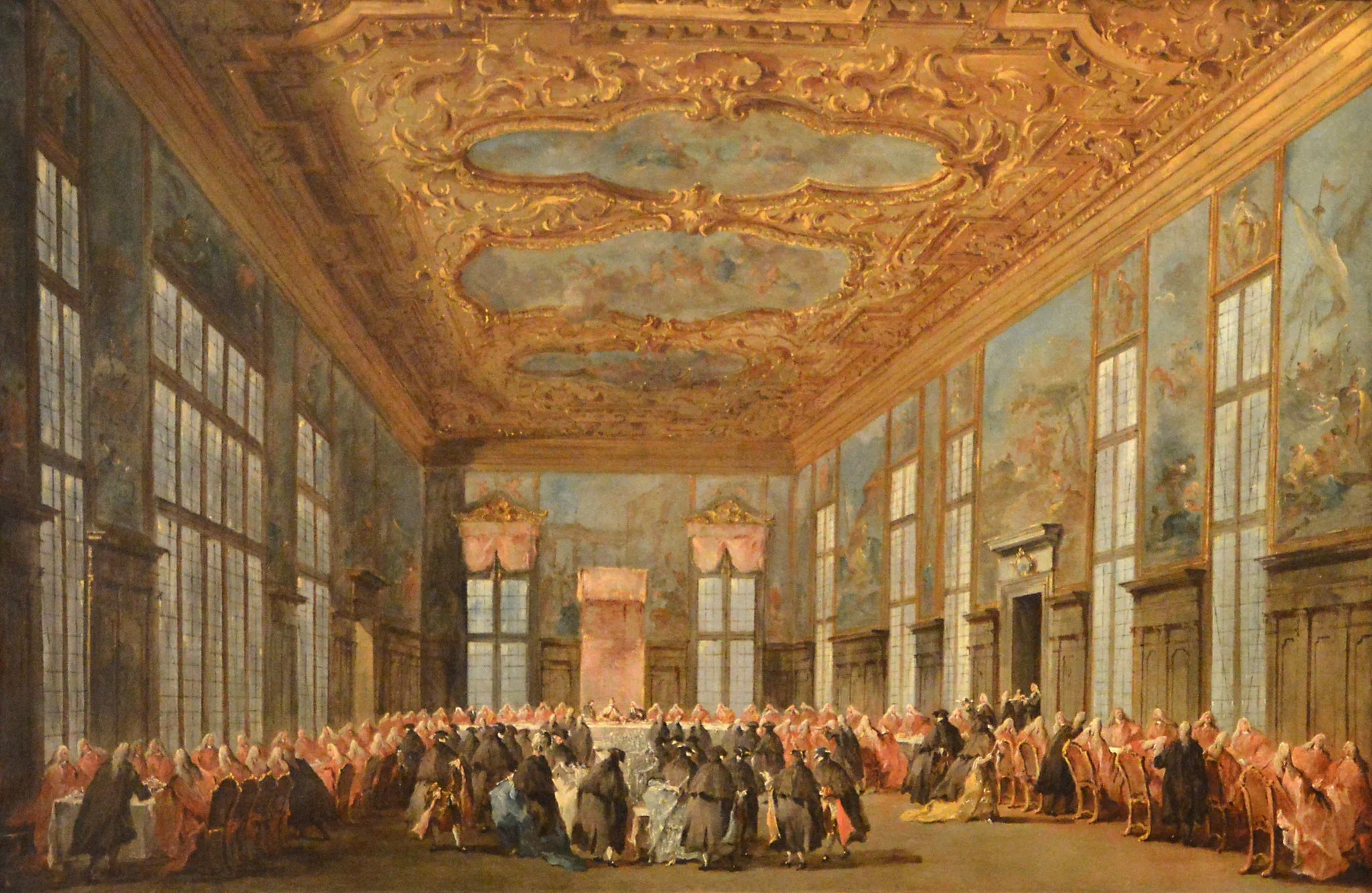 Le doge de Venise offre à déjeuner aux ambassadeurs - Francesco Guardi image 1 copie peinte à la main à l’huile