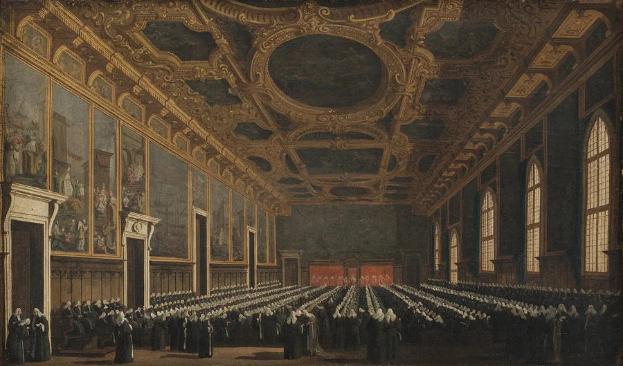 Doge i Wielka Rada w Sala del Maggior Consiglio - Canaletto