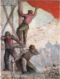 Czerwona flaga lub bitwa związkowa - Maximilien Luce
