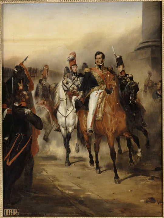 Książę Orleański przyjmuje na bramie Tronu 1. pułk huzarów dowodzony przez księcia Chartres, 4 sierpnia 1830 - Ary Scheffer