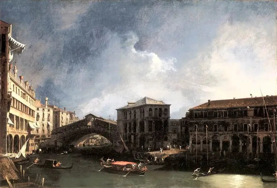 Wielki Kanał w pobliżu mostu Rialto - Canaletto