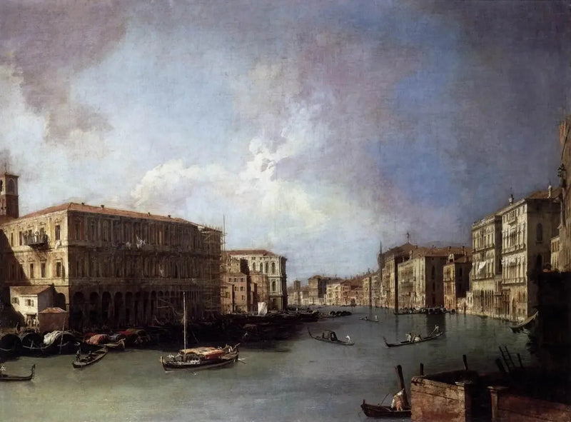 Wielki Kanał, na północ w pobliżu mostu Rialto - Canaletto