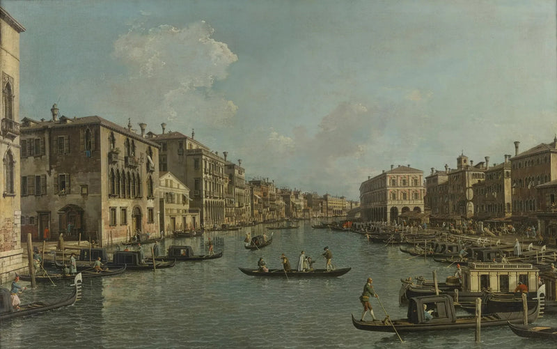 Widok na Wielki Kanał od południowego zachodu w kierunku mostu Rialto - Canaletto
