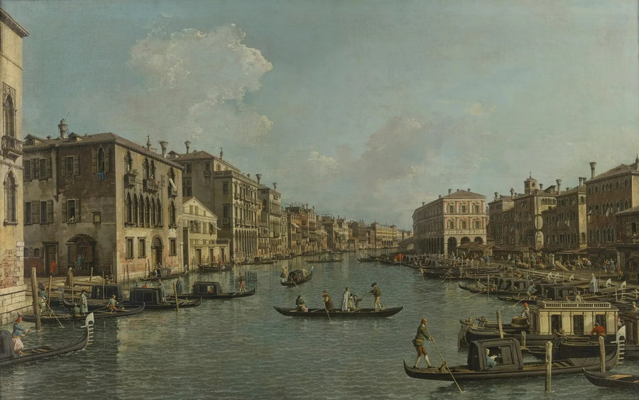 Widok na Wielki Kanał od południowego zachodu w kierunku mostu Rialto - Canaletto