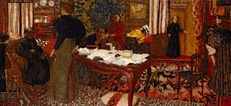 Wielki wnętrze z sześcioma postaciami - Édouard Vuillard