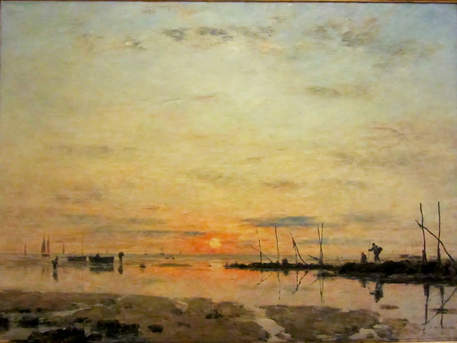 Le Havre. Zachód słońca przy niskiej wodzie - Eugène Boudin