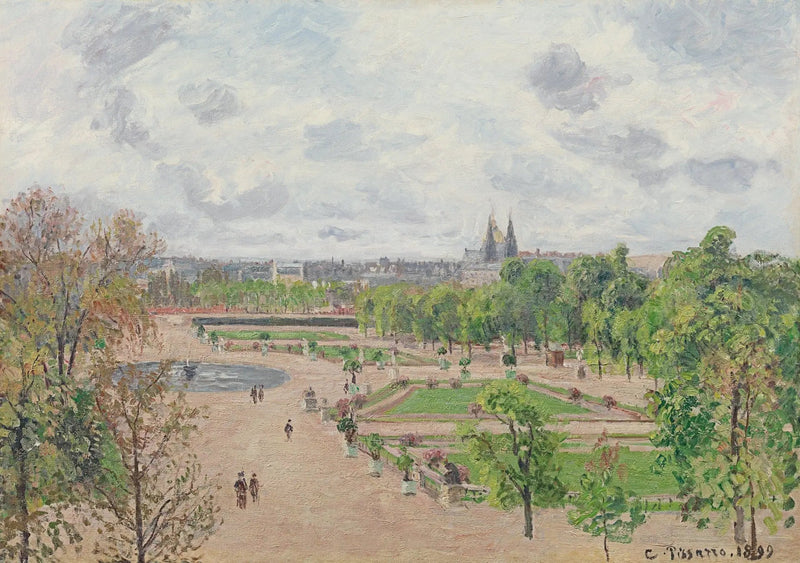 Ogród Tuileries, wiosenne przedpołudnie, szary czas - Camille Pissarro