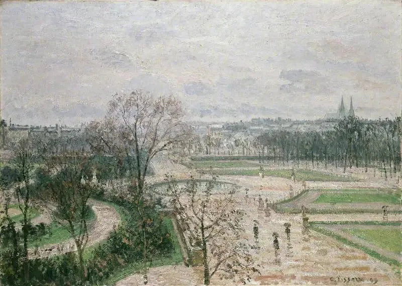 Ogród Tuileries, deszczowa pogoda - Camille Pissarro