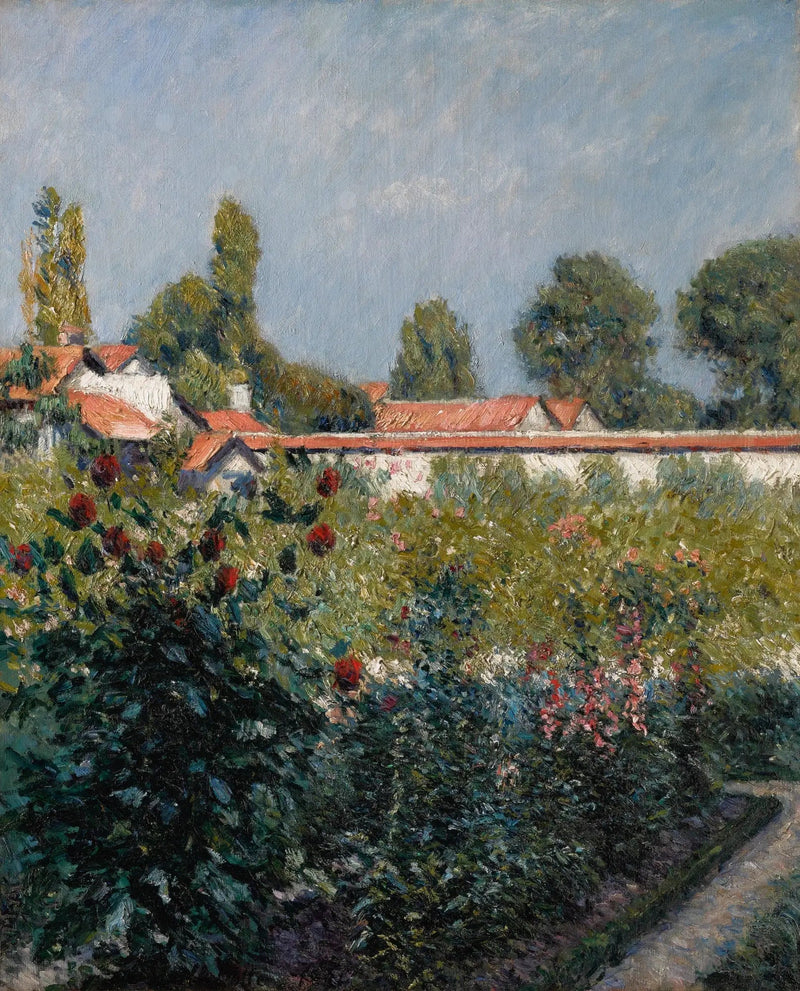 Ogród Małego Gennevilliers, różowe dachy - Gustave Caillebotte