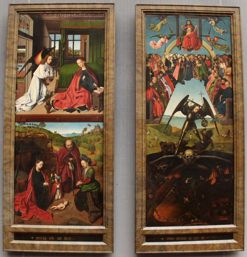 Sąd Ostateczny, Zwiastowanie i Narodzenie Chrystusa autorstwa Petrusa Christus - Petrus Christus