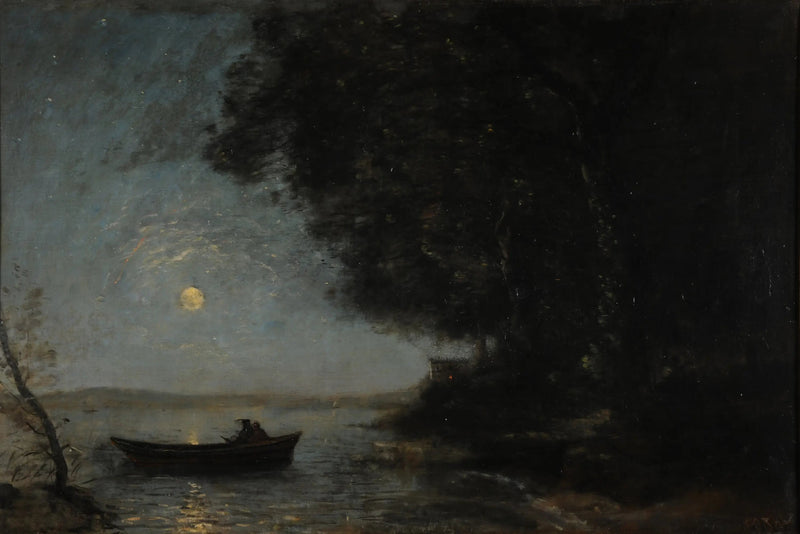 Jezioro, efekt nocny - Jean-Baptiste Camille Corot