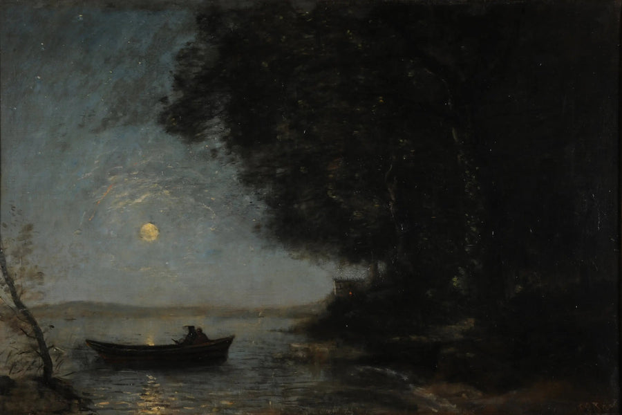 Jezioro, efekt nocny - Jean-Baptiste Camille Corot